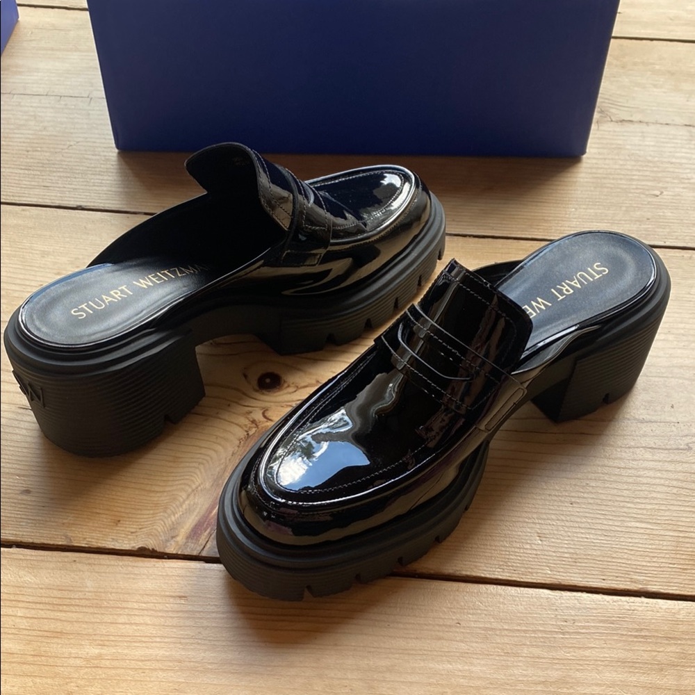 Stuart Weitzman Black Patent Soho Mule